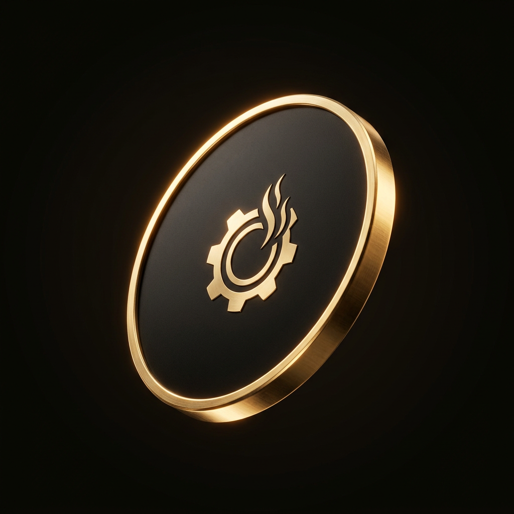 A matte black $STEAM coin with a brass rim